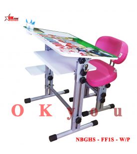 Bộ bàn ghế học sinh thông minh Okyou NBGHS FF1S W-P